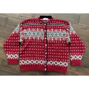 LL Bean Vintage Made In USA Women's Fair Isle Wool Sweater Nordic Design Size XL